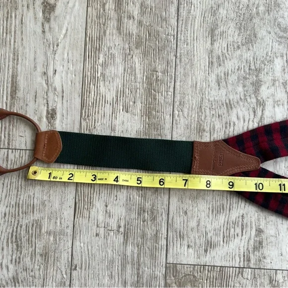 Vintage RARE MENS Polo Ralph Lauren Green Red Black Suspenders Braces Brass